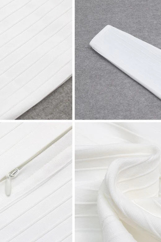 Jane Long Sleeve Bodycon Midi Dress White Pearl