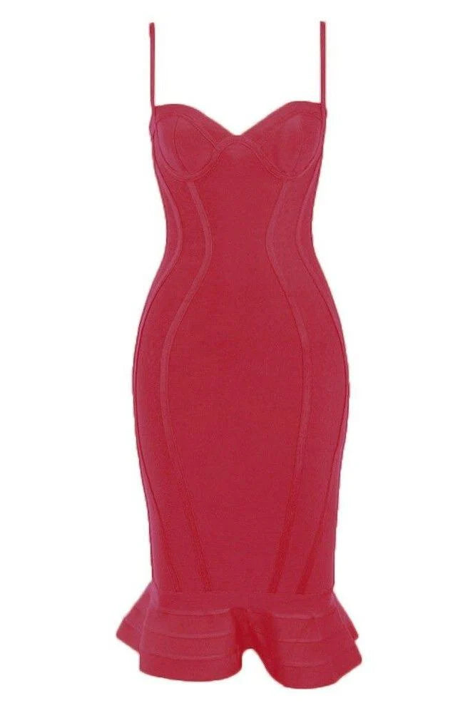 Joy Bandage Midi Dress Red Wine