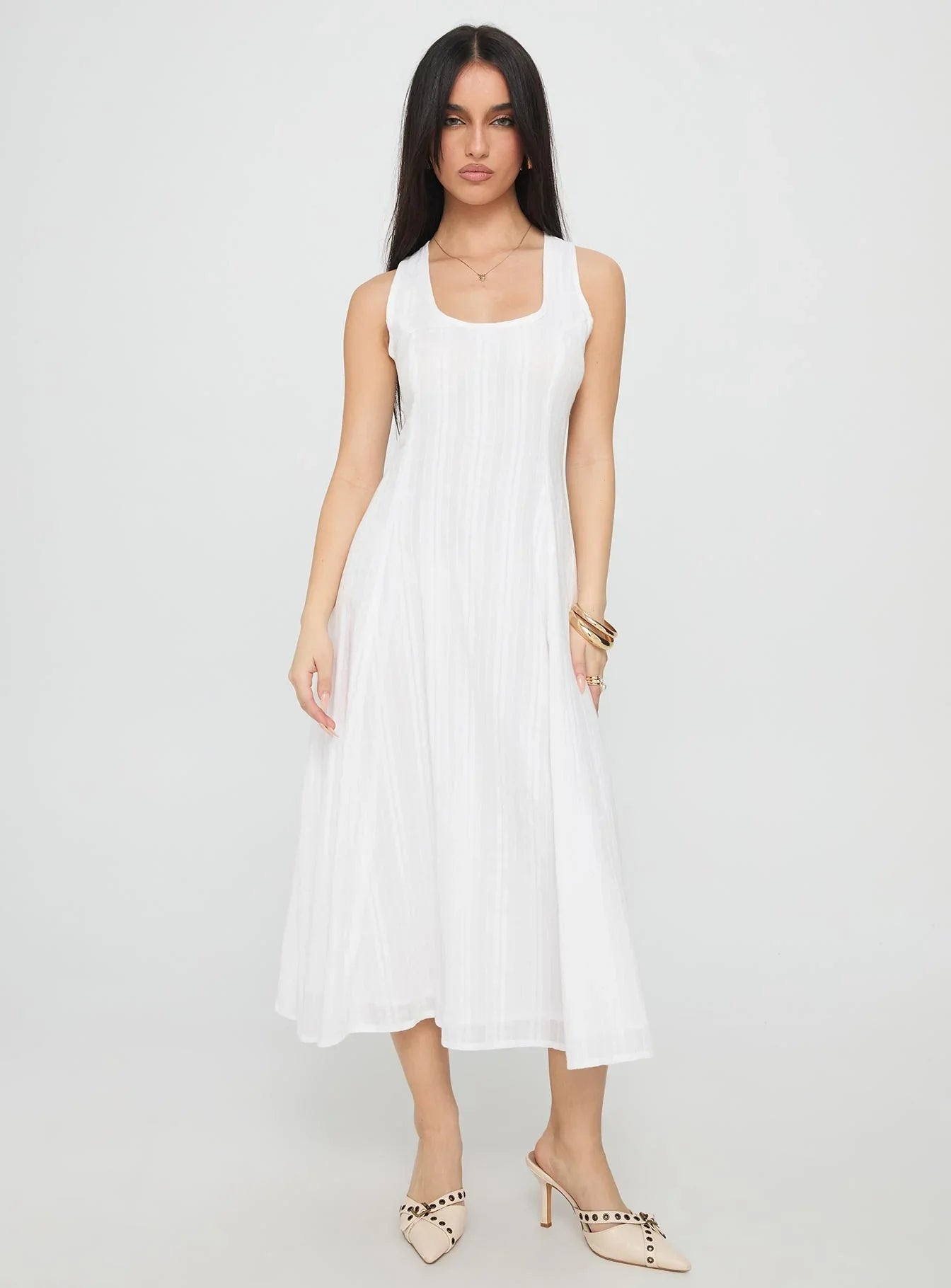 Forever Loved Panelled Midi Dress White