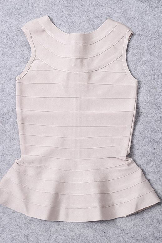 Leni Bandage Peplum Top Beige