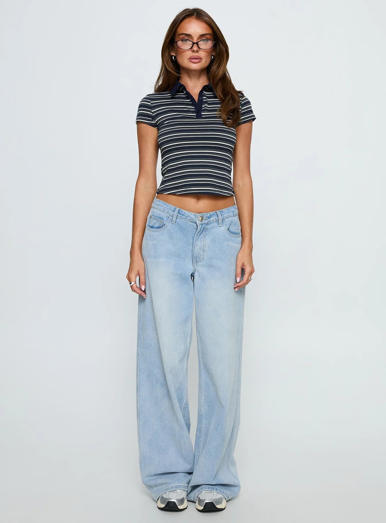 Sylvanna Collared Top Navy Stripe