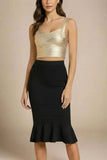 Jay Bandage Leather Crop Top Gold