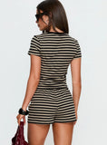 Settle Down Shorts Black / Beige Stripe