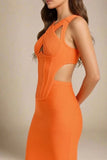 Sasha Bandage Midi Dress Apricot Orange