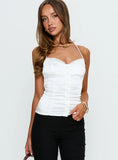 Odion Satin Tie Neck Top Ivory