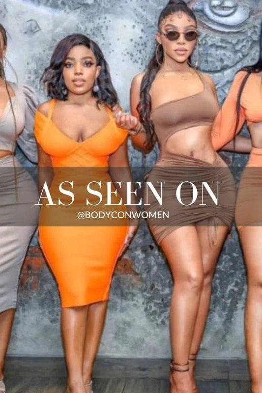 Leo Bandage Midi Dress Apricot Orange Sale