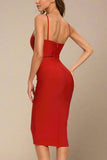 Blanche Bandage Midi Dress Lipstick Red Sale