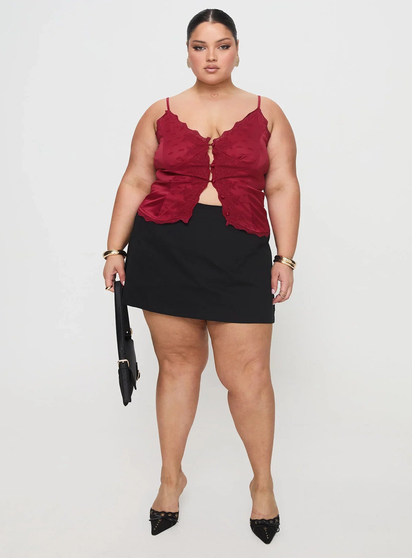 Juliana Top Dark Red Curve