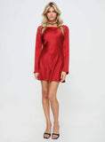 Lukea Long Sleeve Satin Mini Dress Red
