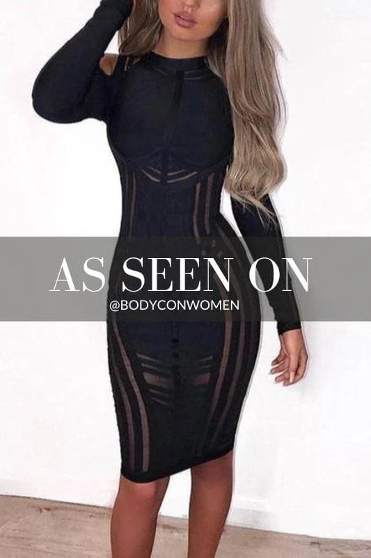 Amelia Long Sleeve Bandage Dress Classic Black