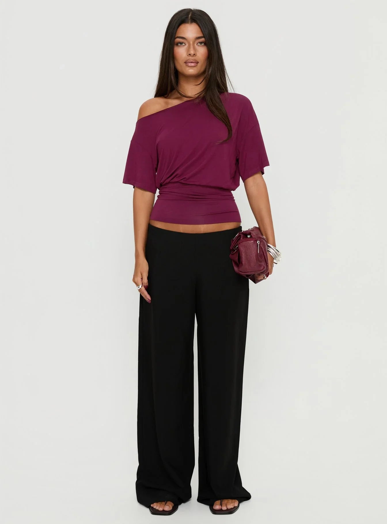 Khane Low Rise Wide Leg Pant Black