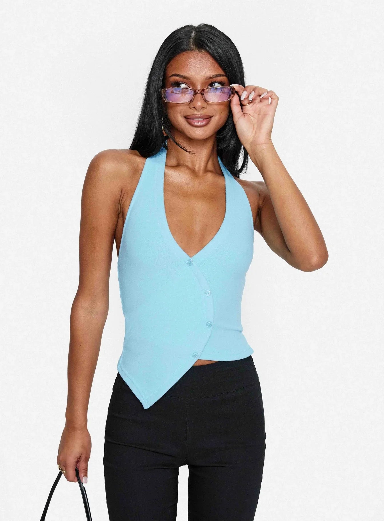 Avrilla Wrap Knit Top Blue
