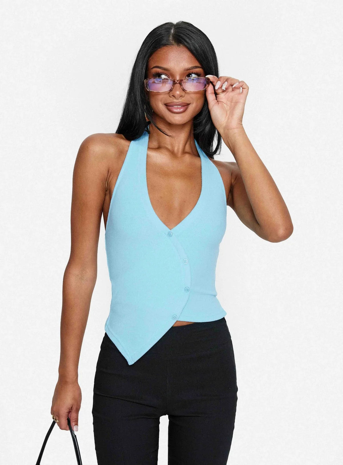 Avrilla Wrap Knit Top Blue