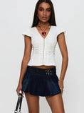 Ricochet Belted Mini Skirt Dark Wash