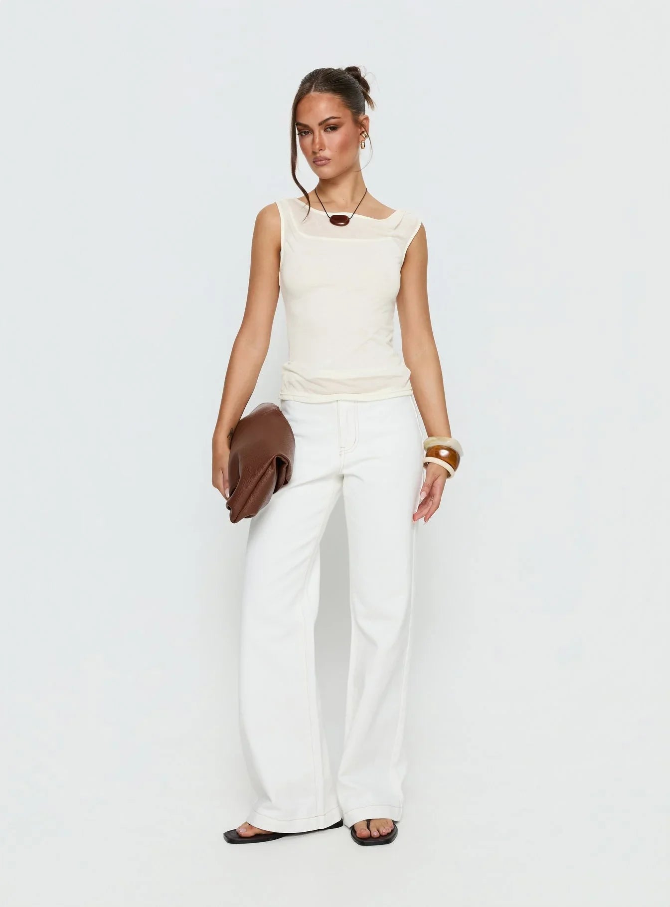 Skaia Layered Sheer Top Cream