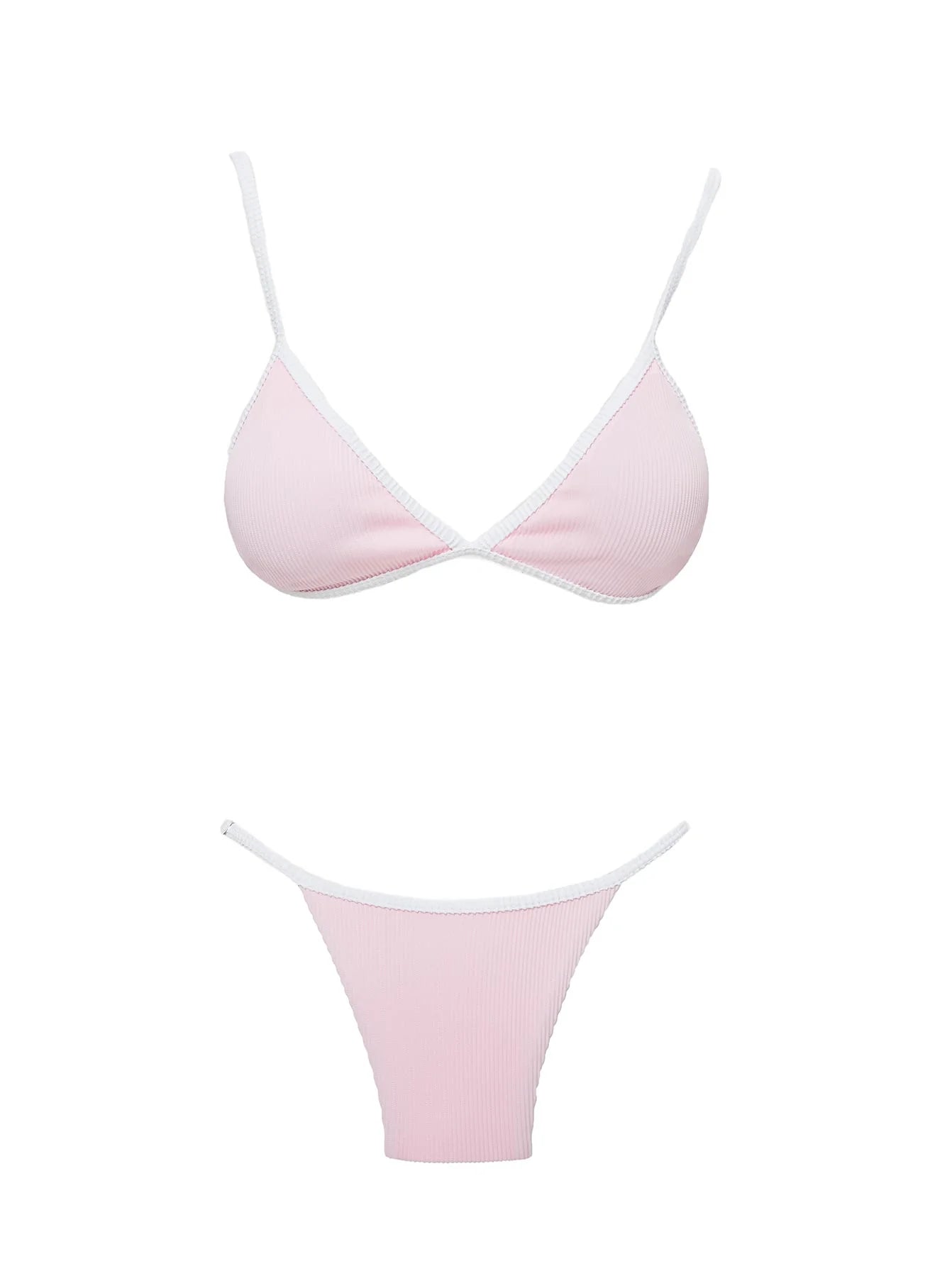 Olivia Adjustable Triangle Bikini Top Pink White