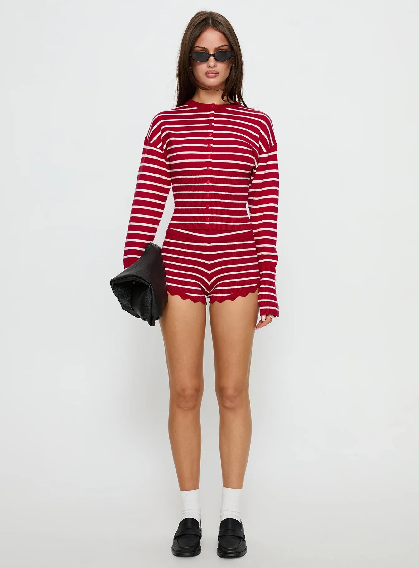 Head In The Clouds Cardigan Crimson Stripe