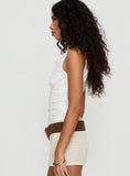 Speechless Sleeveless Lace Trim Top White