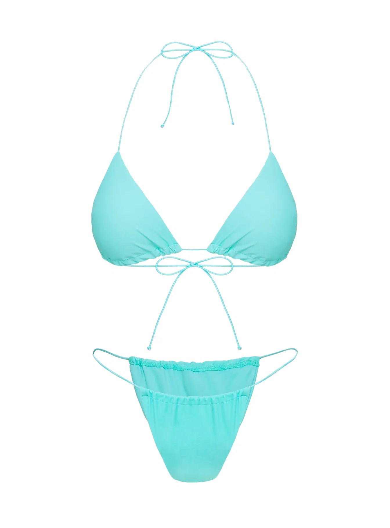 Selbie Triangle Bikini Top White Blue