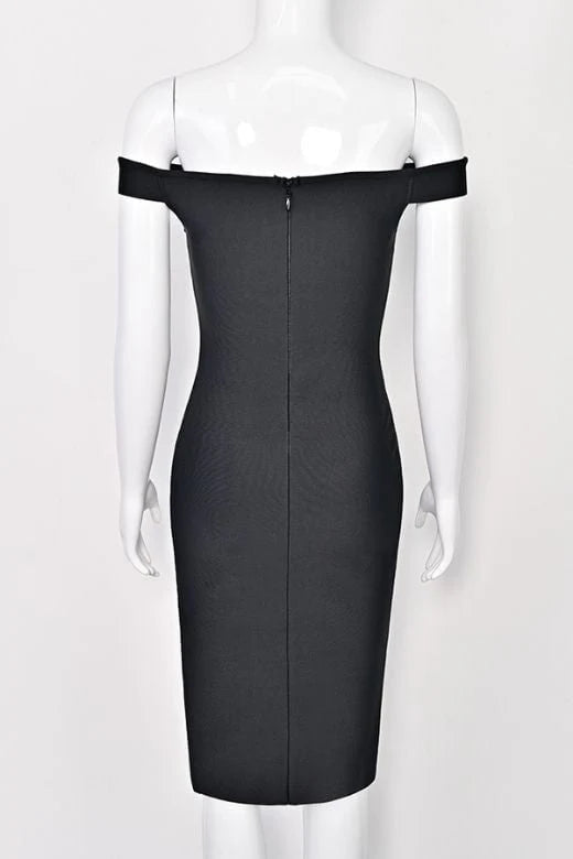 Sofie Off Shoulder Bodycon Dress Classic Black