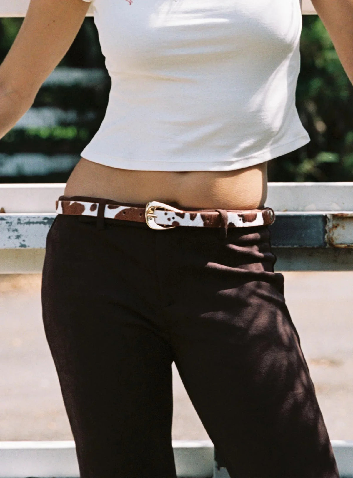 Wild Wild West Faux Suede Belt Cow Gold