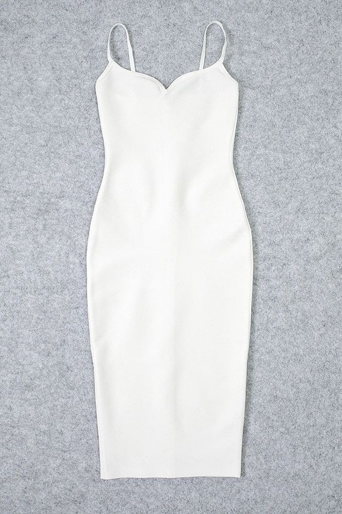 Blanche Bandage Midi Dress White Pearl