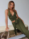 Aprilla Halter Top Green Stripe