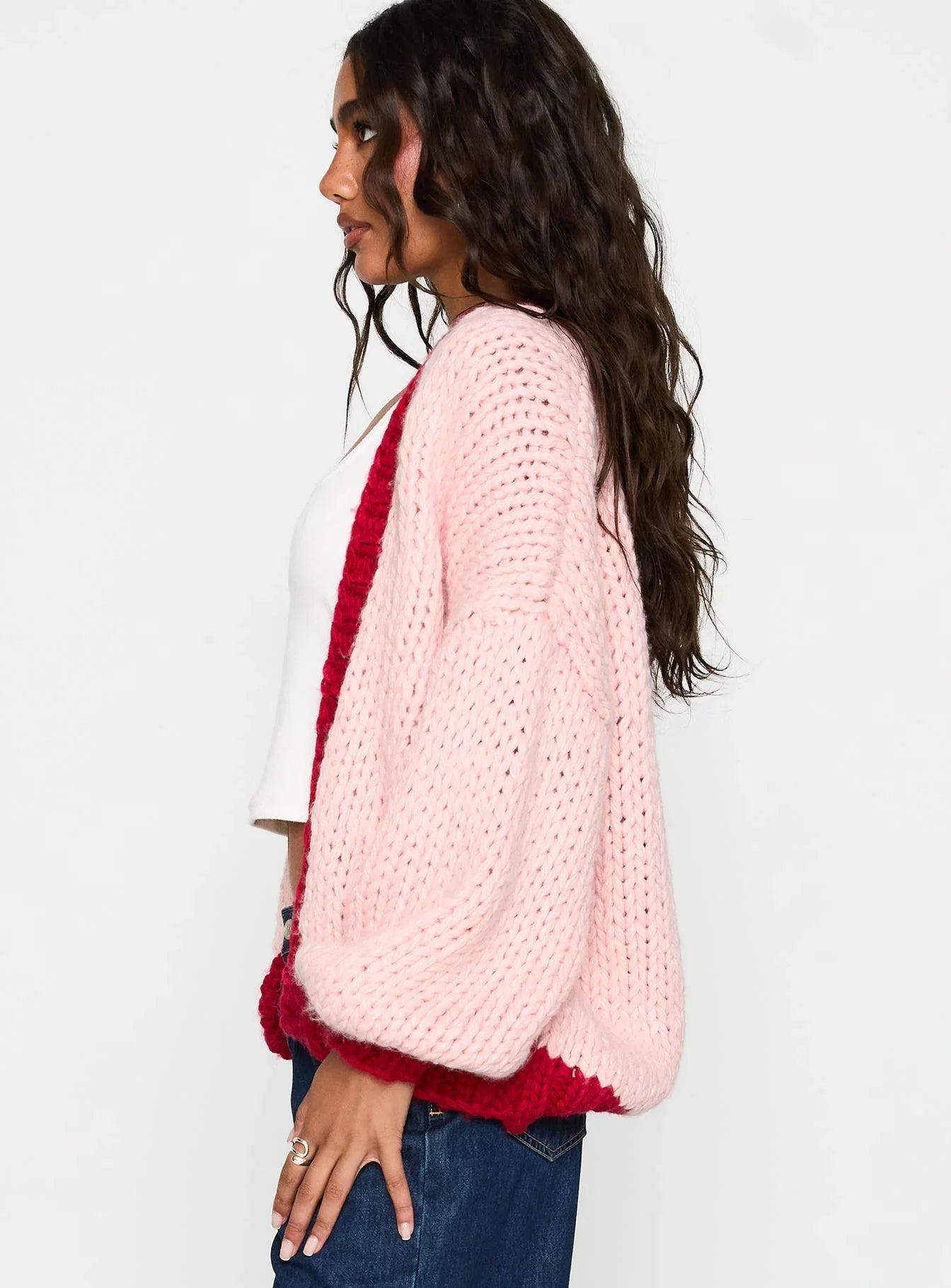 Lester Knit Cardigan Pink Red