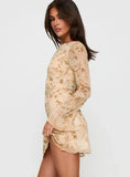 Folklore Long Sleeve Mini Dress Cream