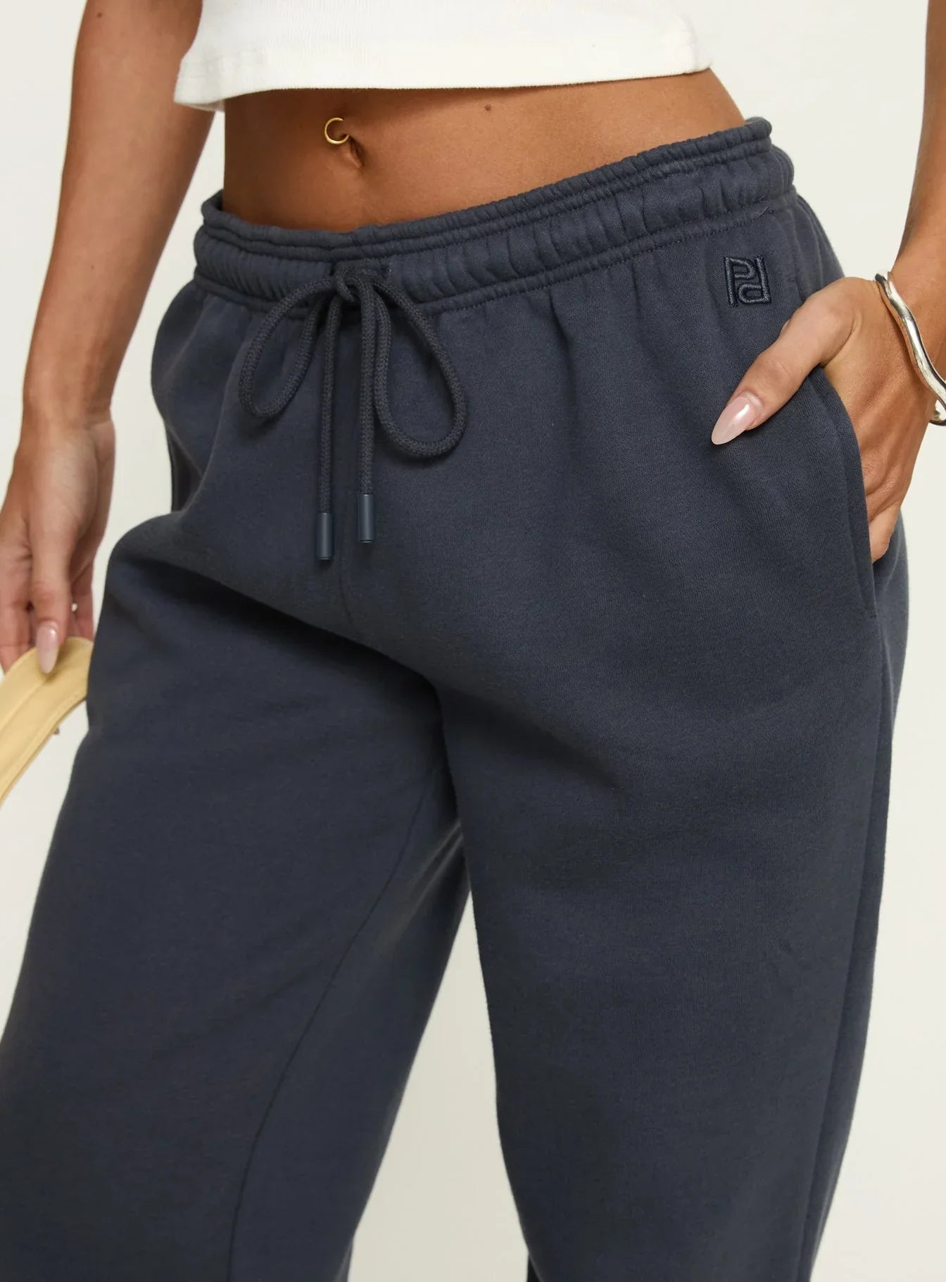 Caspa Dream Fleece Oversized Ankle Cuff Jogger Navy