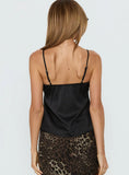 Carmila Satin Tie Detail Top Black