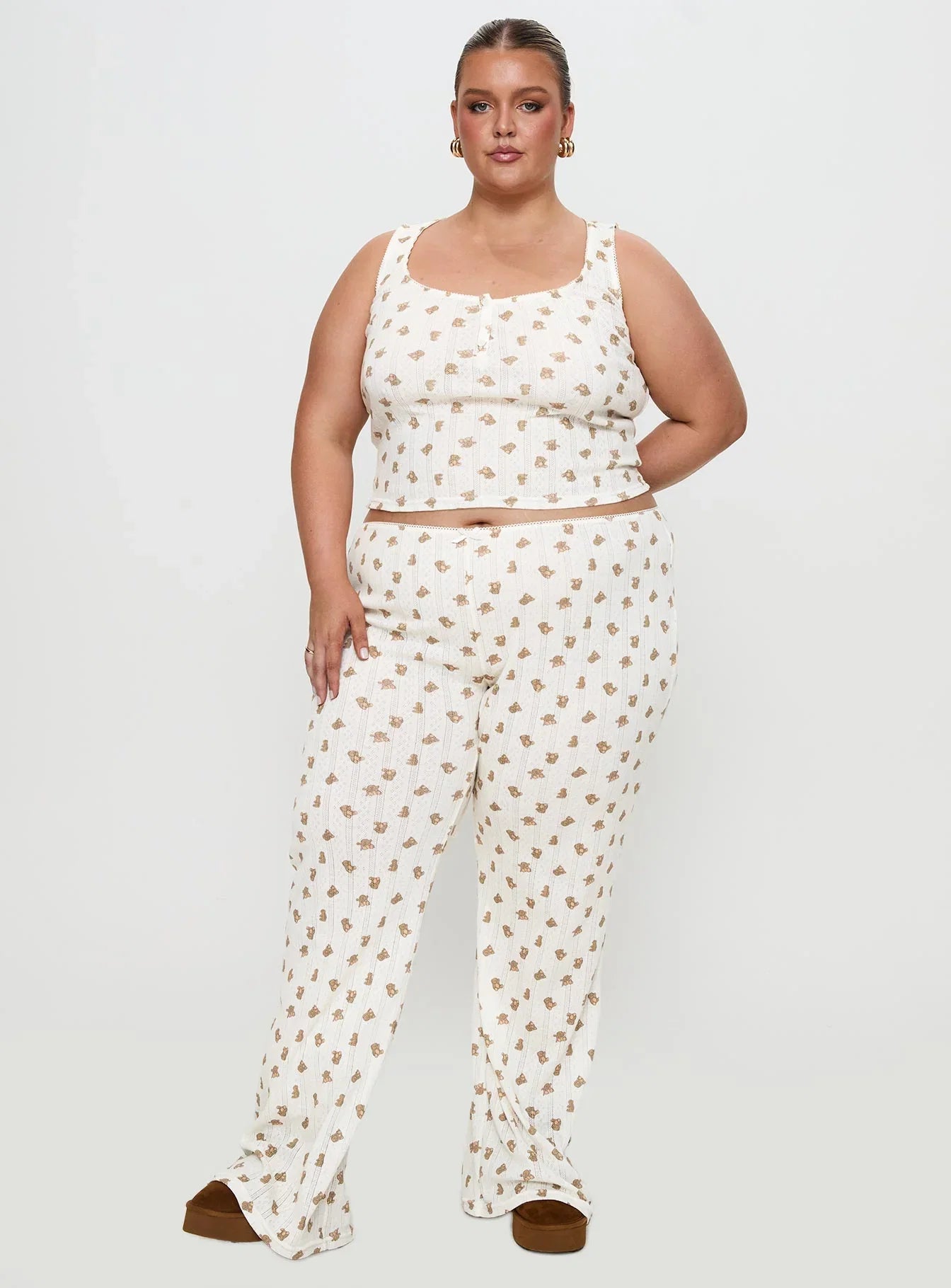 Sleepytea Pointelle Sleep Tank Top Multi Curve