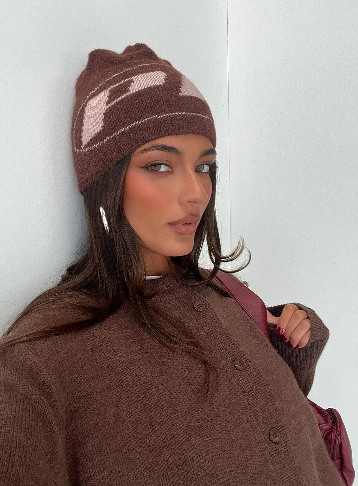 Rhiara Beanie Brown Pink
