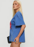 Linsay Oversized Graphic Tee Blue / Pomegranate