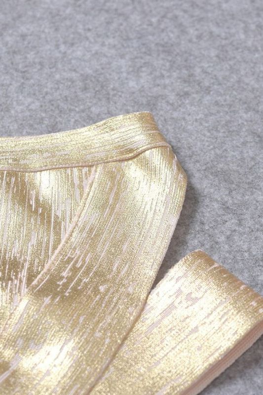 Ang Bandage Leather Crop Top Gold
