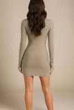 Valentina Long Sleeve Bandage Mini Dress Oyster Grey