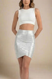 Jay High Waist Bandage Mini Skirt Silver