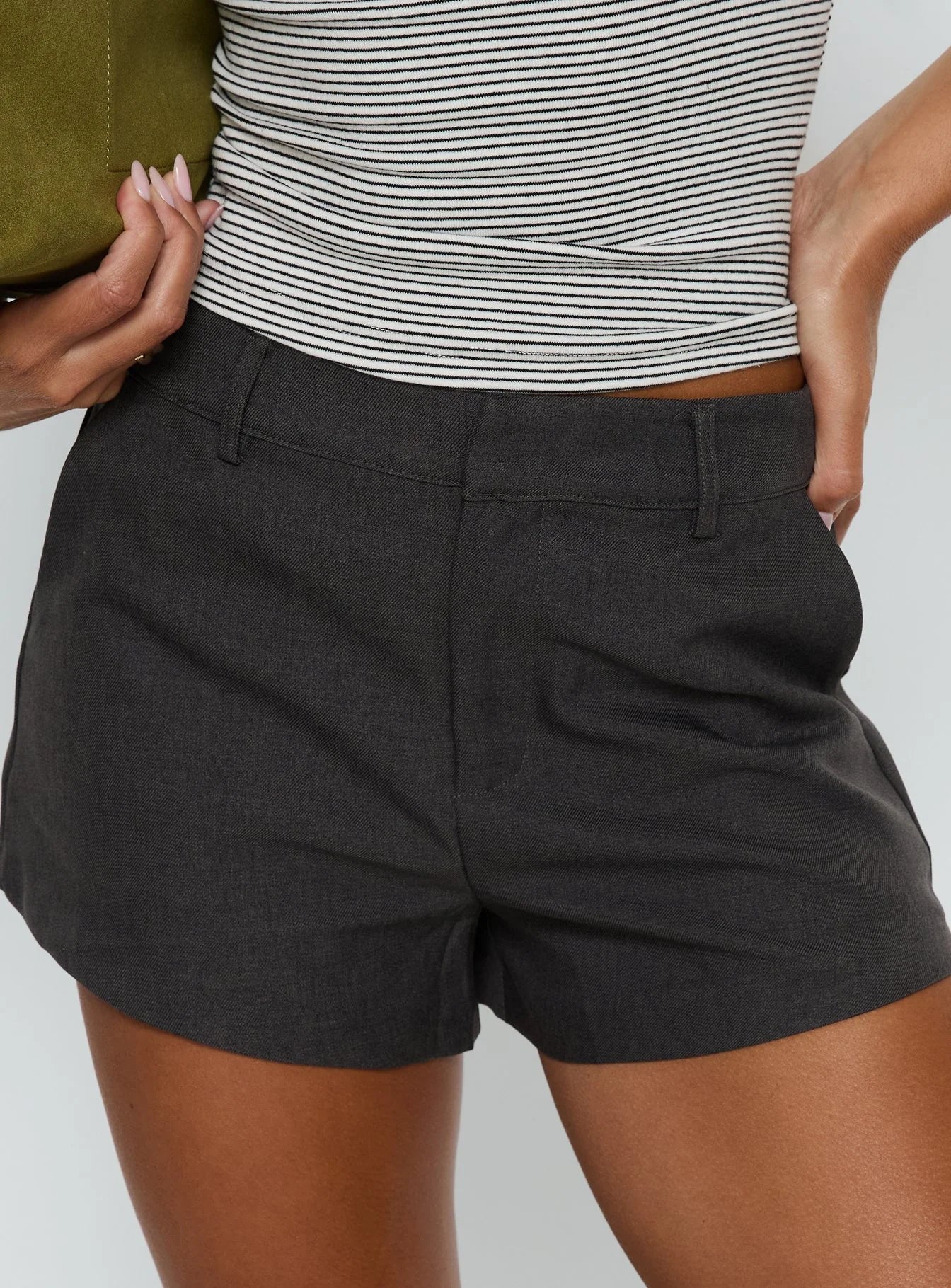 Chivon A Line Tailored Shorts Grey