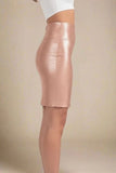 Pencil High Waist Bandage Metallic Mini Skirt Baby Pink