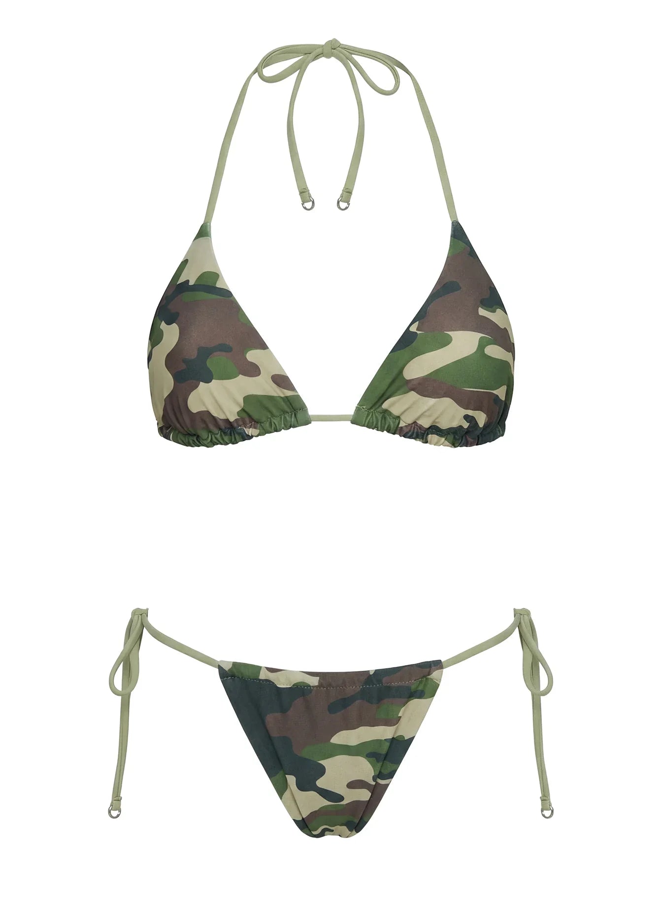 Selbie String Ruched Bikini Bottoms Camo