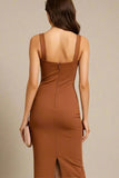 Marilyn Bodycon Wrap Midi Dress Rustic Brown