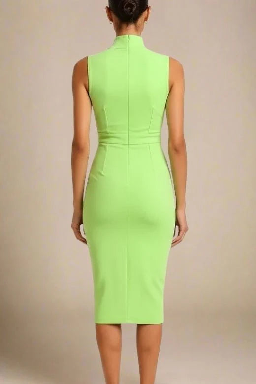 Grace Bandage Midi Dress Neon Green