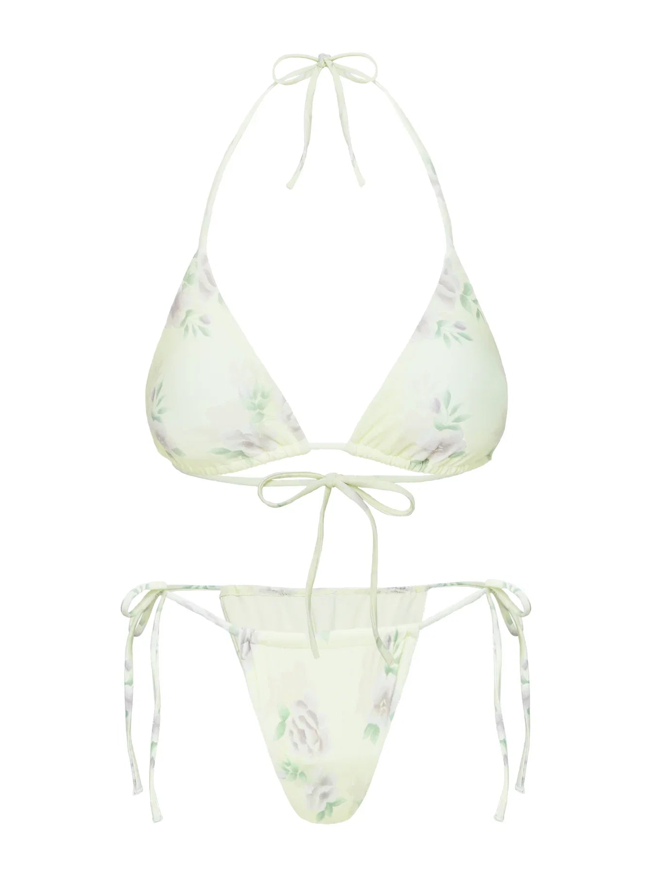 Jenner Tie Side Ruched Bikini Bottom Yellow Purple Floral