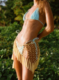 Lynnsey Beaded Tassel Wrap Belt Butter