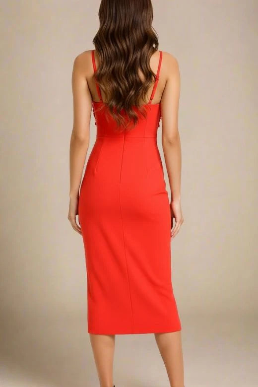 Faye Bandage Midi Dress Lipstick Red