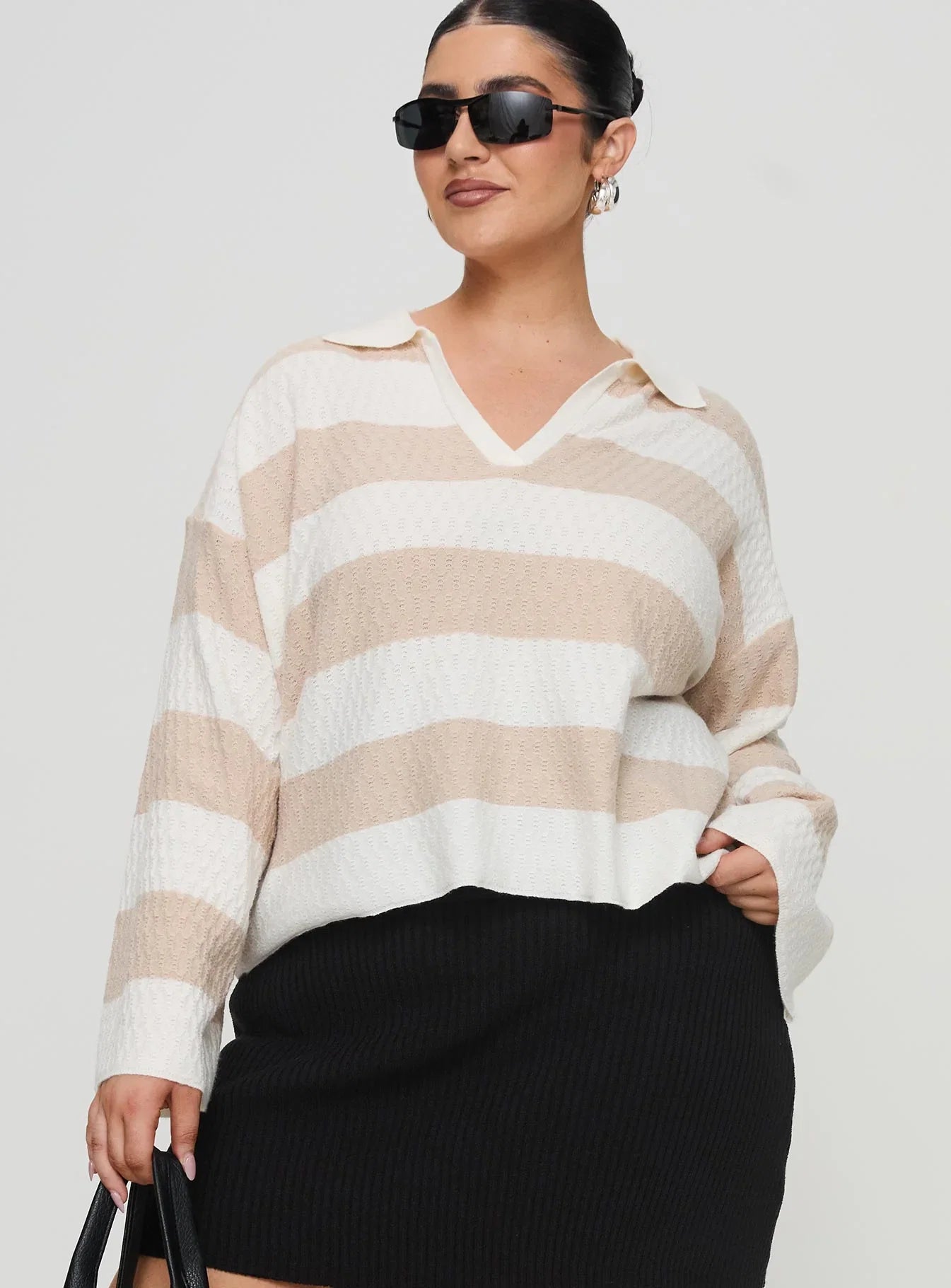Rick Sweater White Beige Curve