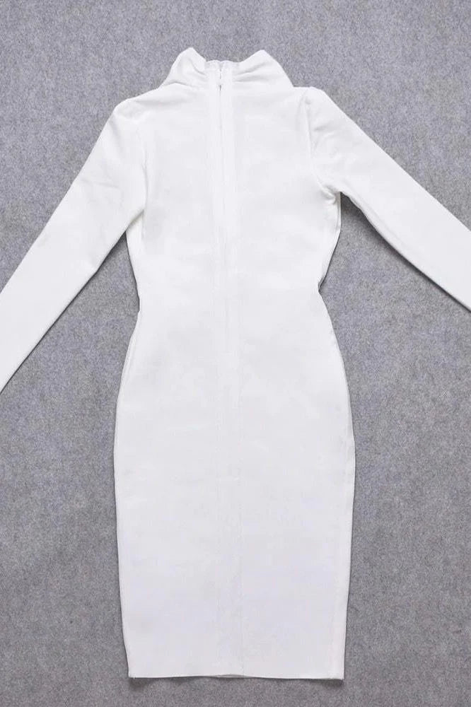 Blaire Long Sleeve Bandage Dress White Pearl Sale