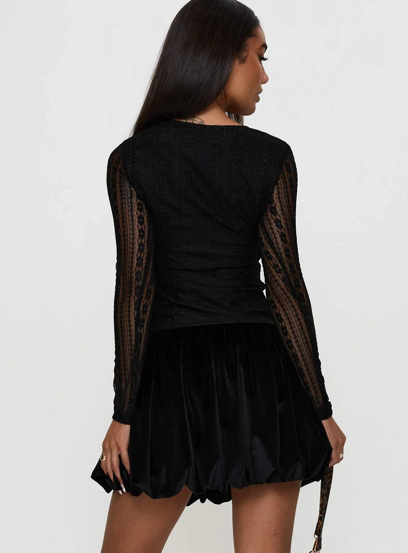 Georgiana Bubble Hem Mini Skirt Black