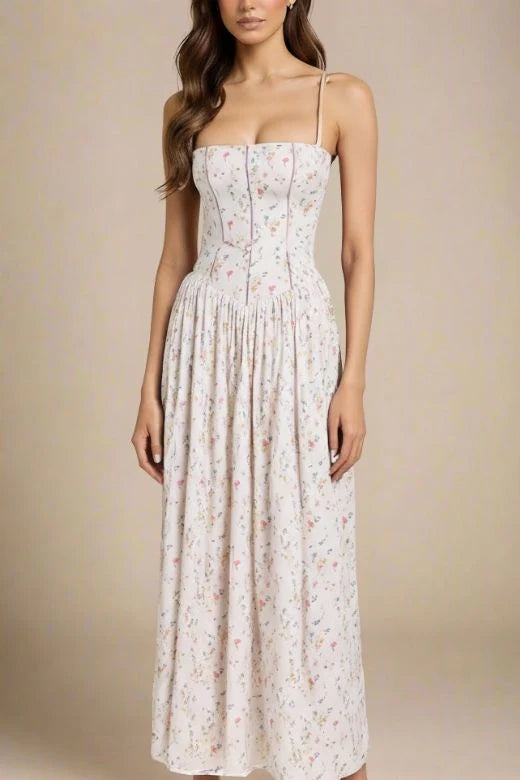 Tasmin Midi Dress White Print Sale