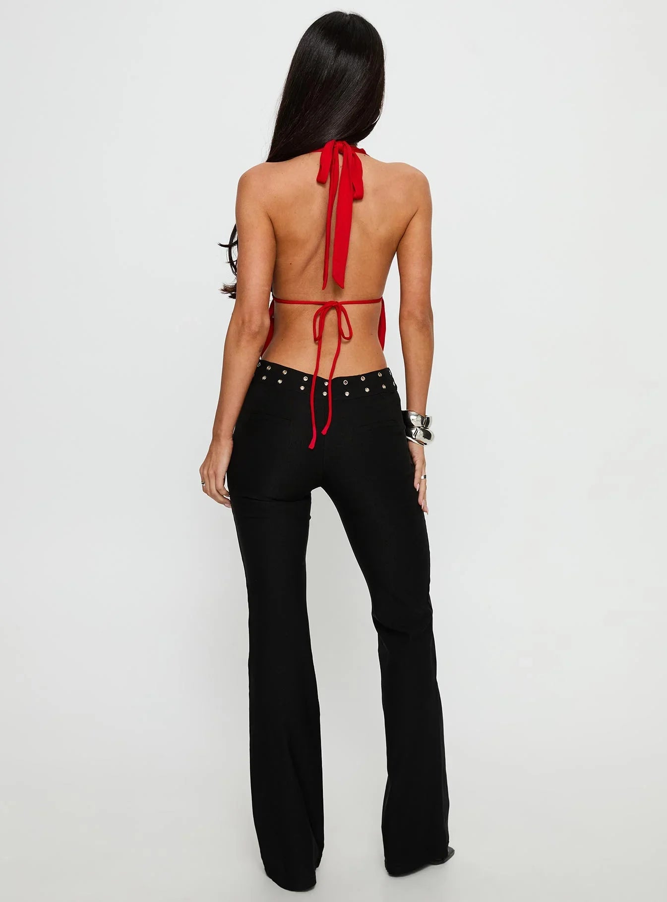 Yevina Eyelet Flare Pant Black